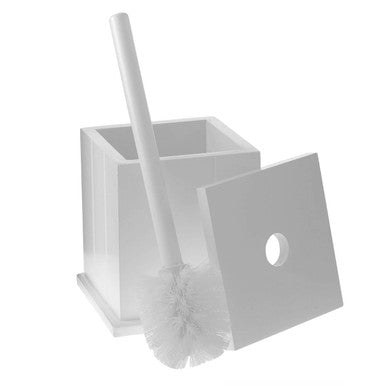 Portland White Wooden Toilet Brush Holder