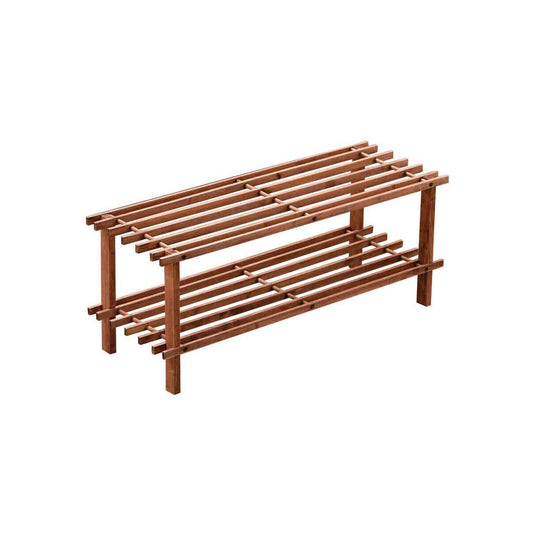 Parker Dark Cedar Wood 2 Tier Shoe Rack - Luxe Home Essentials