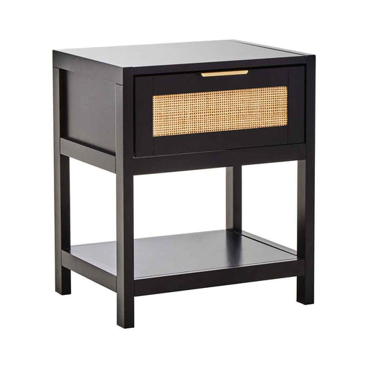 Sherman Black and Natural Bedside Table - Luxe Home Essentials