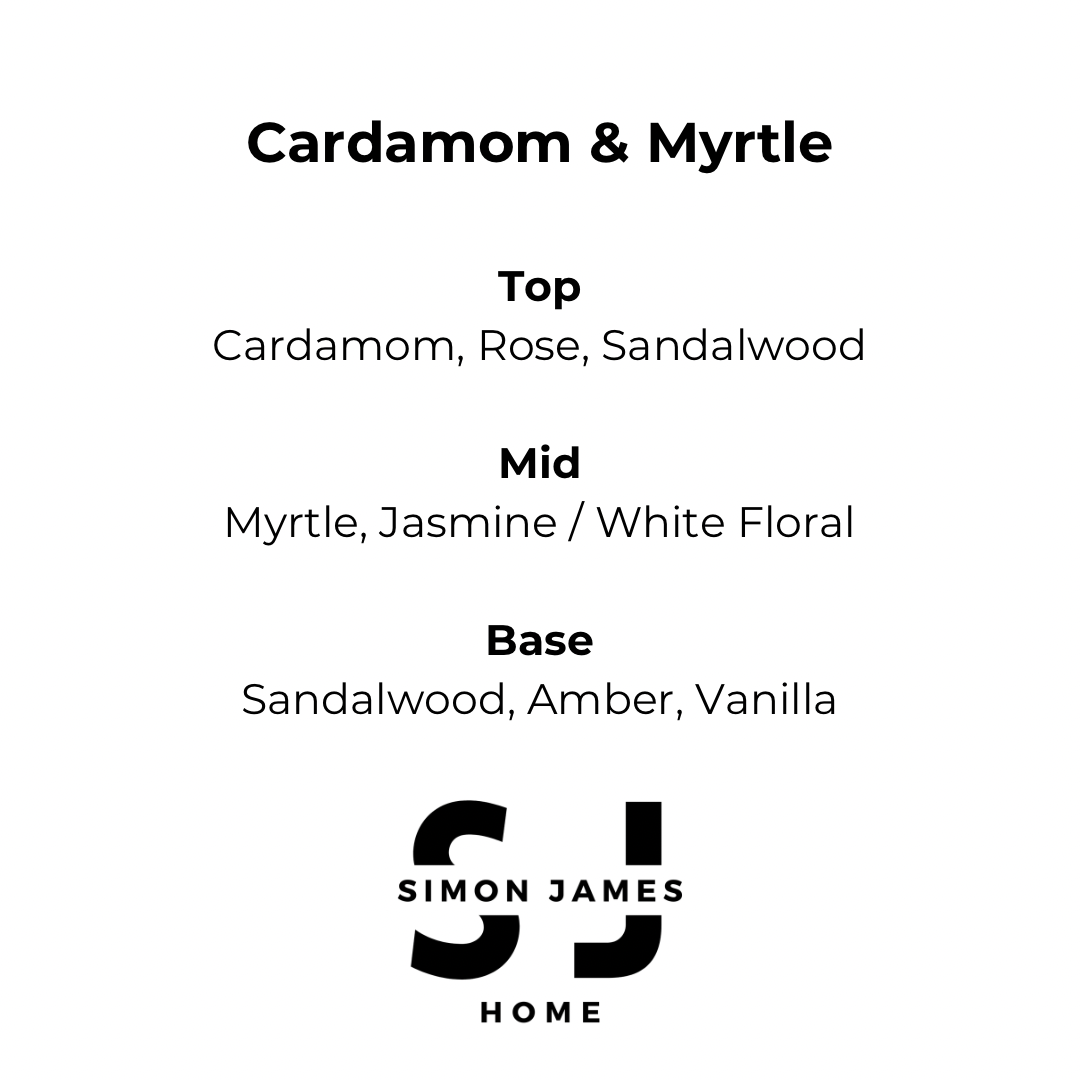 Cardamom & Myrtle Handmade Soy Wax Candle Simon James Home