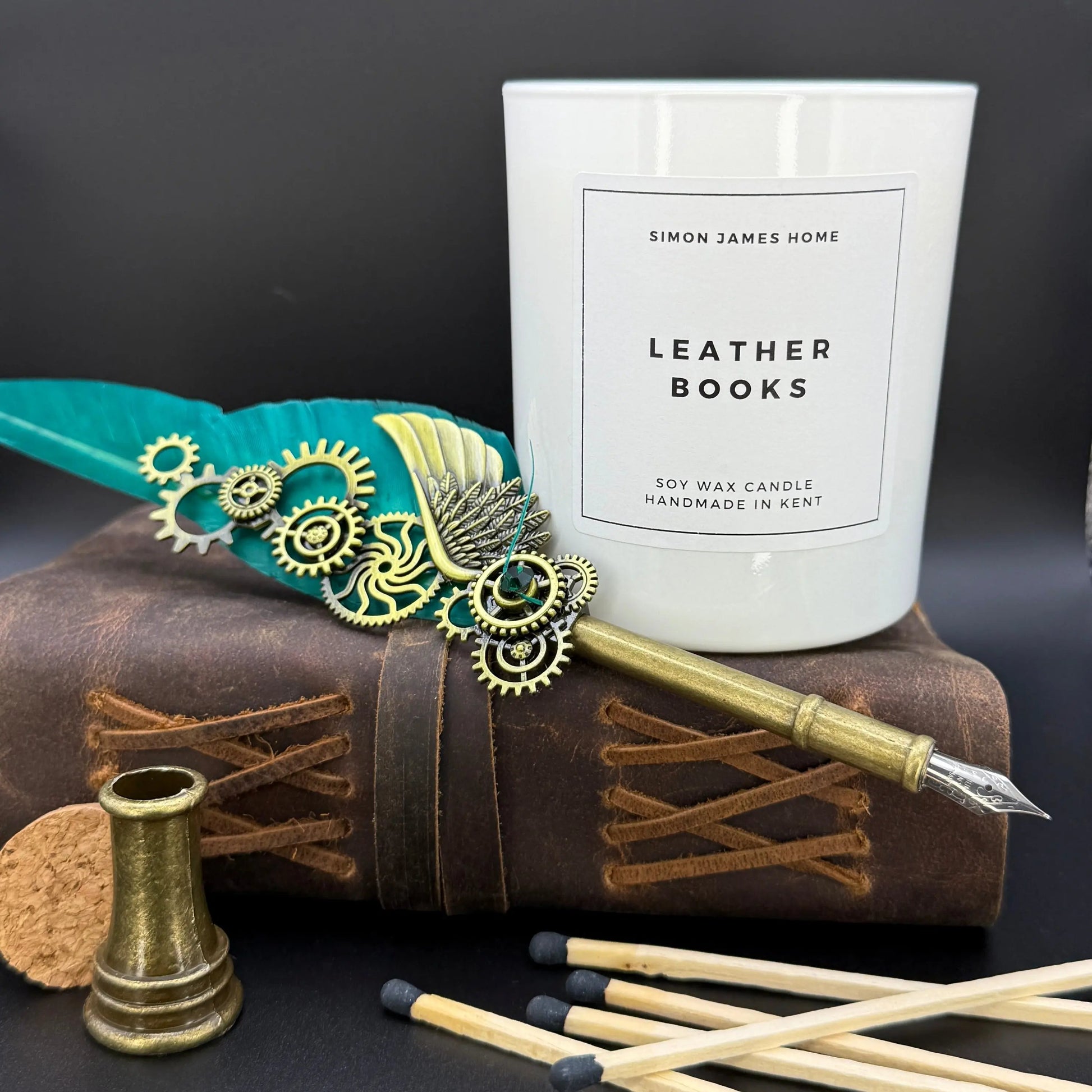 Leather Books Handmade Soy Wax Candle Simon James Home