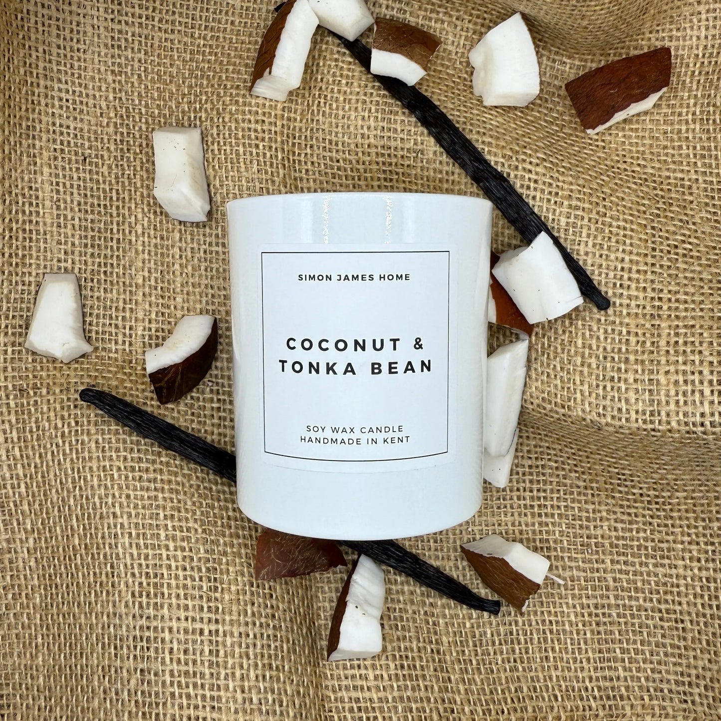 Coconut & Tonka Bean Handmade Soy Wax Candle - Luxurious Coconut Candle Simon James Home