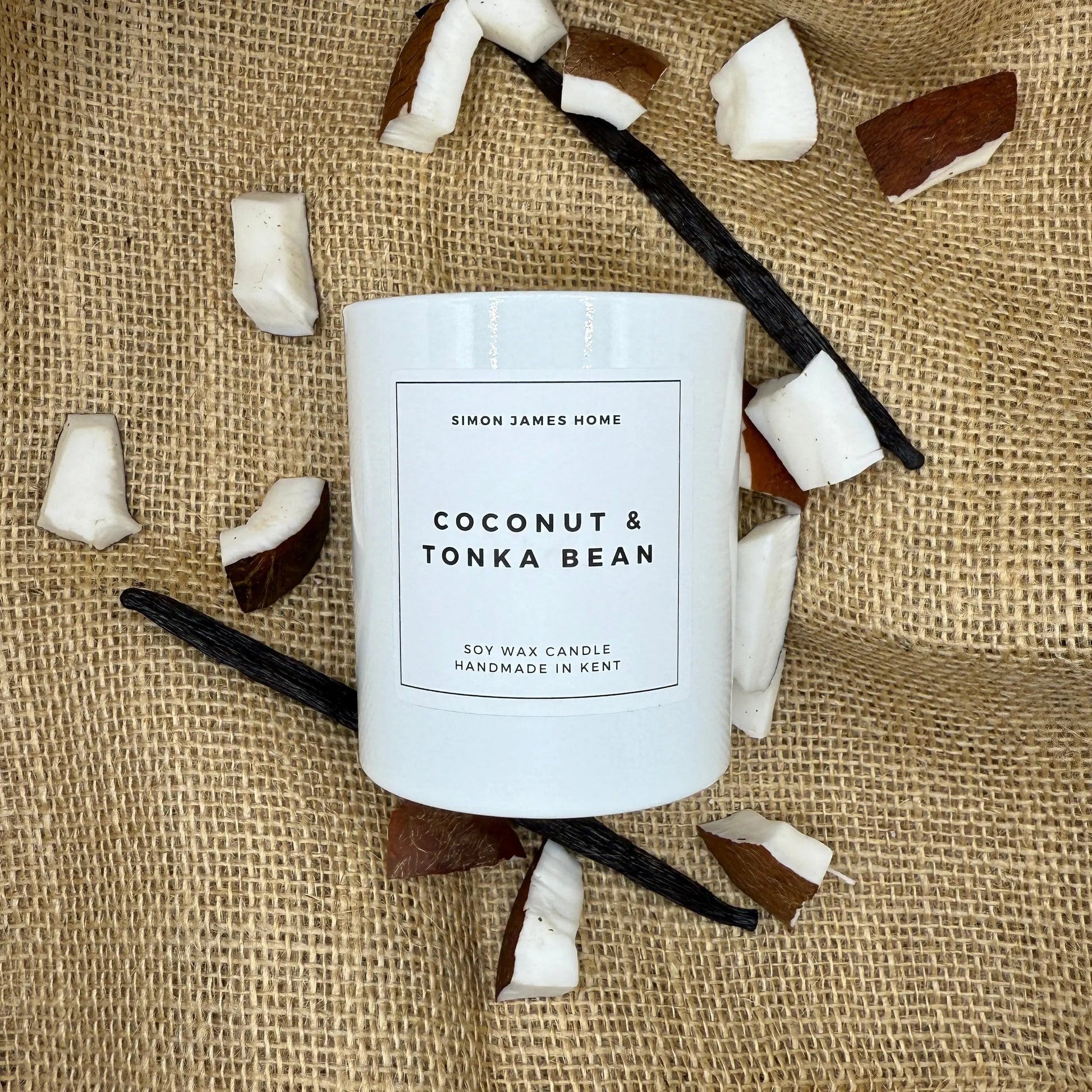 Coconut & Tonka Bean Handmade Soy Wax Candle - Luxurious Coconut Candle Simon James Home