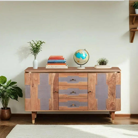 Berkley Acacia Wood 2 Doors 3 Drawers Sideboard Verty Furniture