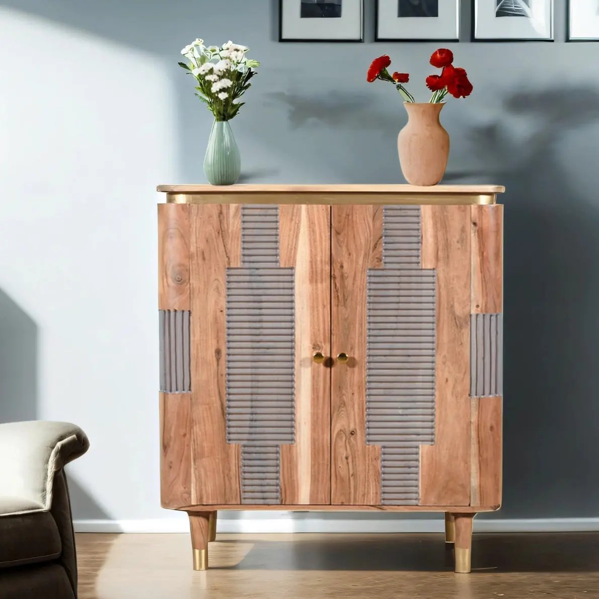 Berkley Acacia Wood 2 Doors Sideboard Verty Furniture