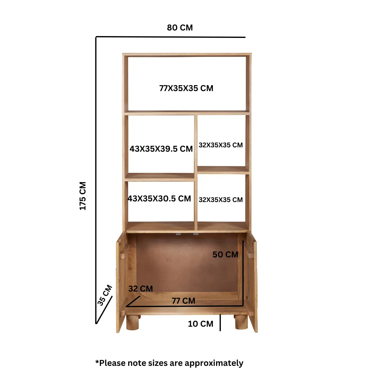 Ajmer Solid Wood Bookcase Verty Furniture