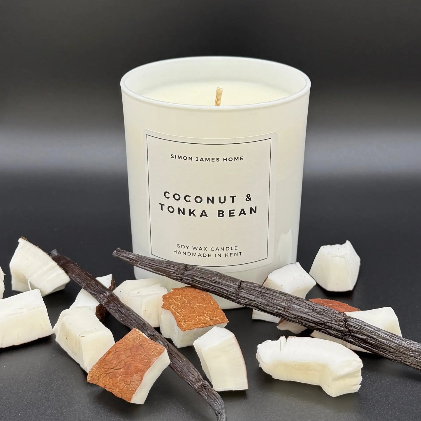 Coconut & Tonka Bean Handmade Soy Wax Candle - Luxurious Coconut Candle Simon James Home