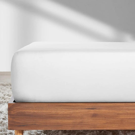 Bamboo Fitted Sheet in White (Extra Deep)