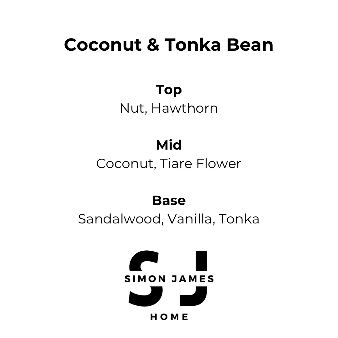 Coconut & Tonka Bean Handmade Soy Wax Candle - Luxurious Coconut Candle Simon James Home