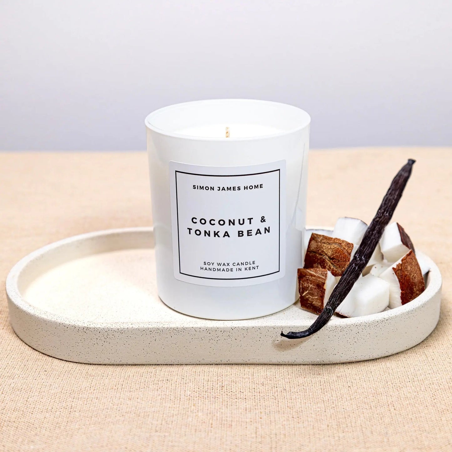 Coconut & Tonka Bean Handmade Soy Wax Candle - Luxurious Coconut Candle Simon James Home