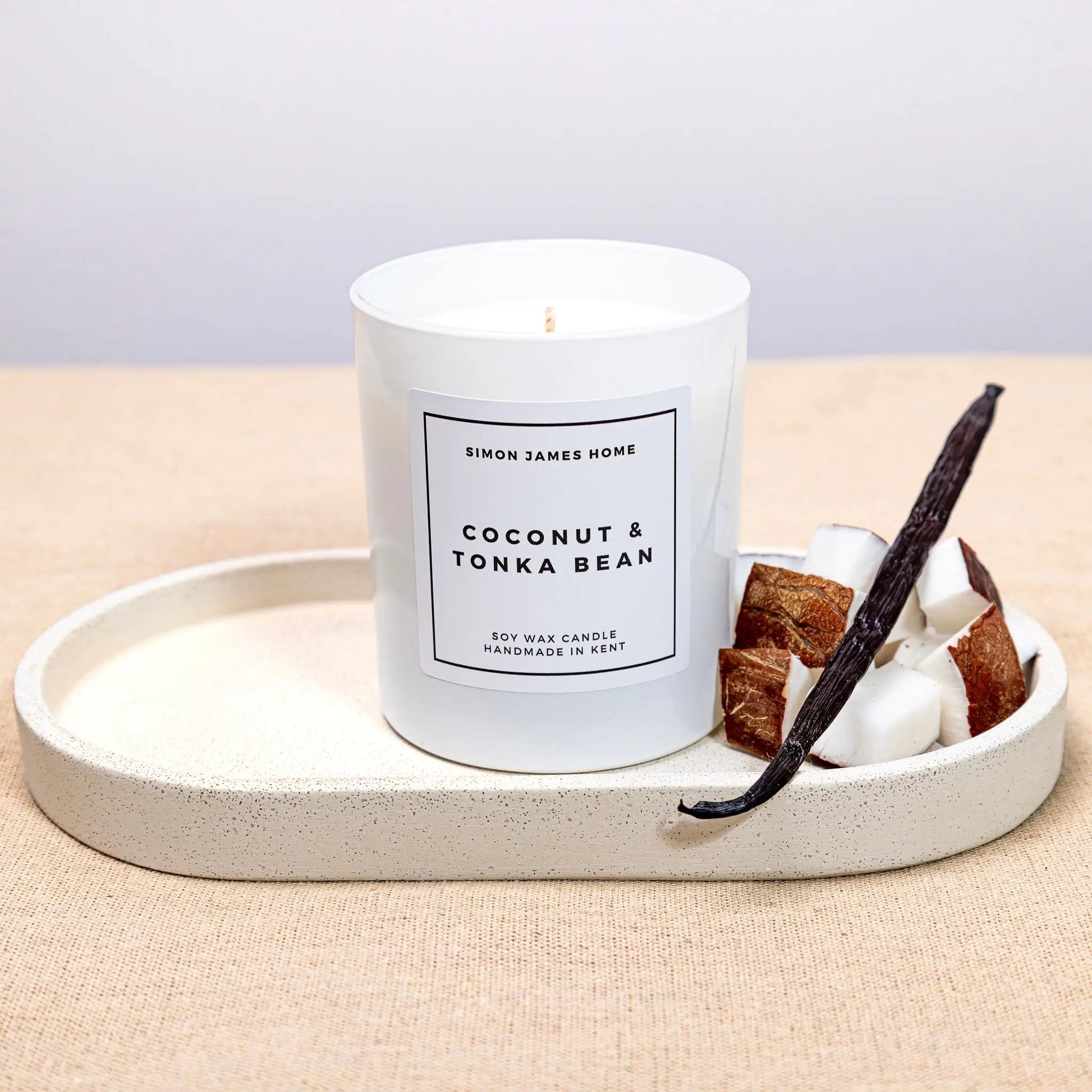 Coconut & Tonka Bean Handmade Soy Wax Candle - Luxurious Coconut Candle Simon James Home