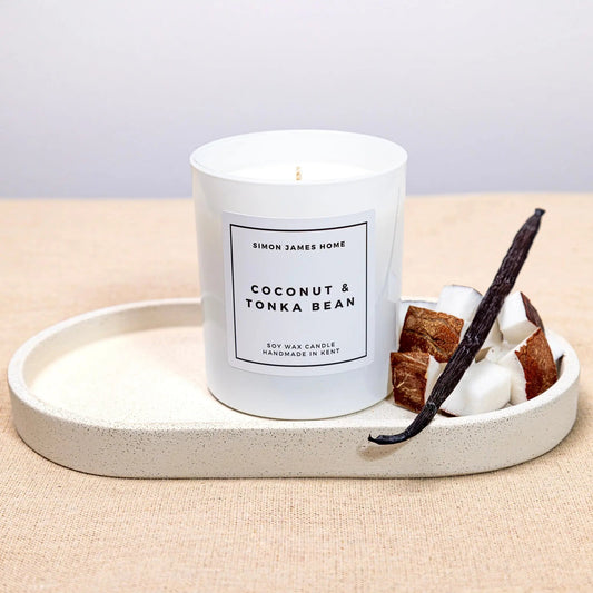 Coconut & Tonka Bean Handmade Soy Wax Candle - Luxurious Coconut Candle Simon James Home