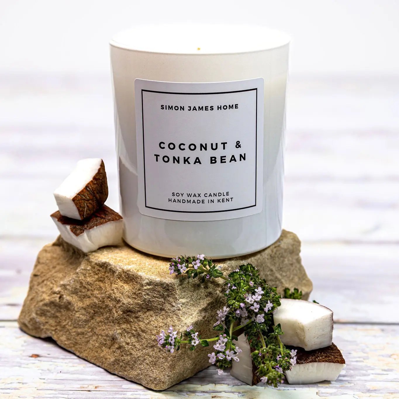 Coconut & Tonka Bean Handmade Soy Wax Candle - Luxurious Coconut Candle Simon James Home