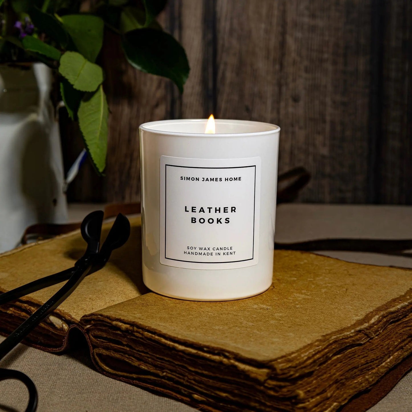 Leather Books Handmade Soy Wax Candle Simon James Home