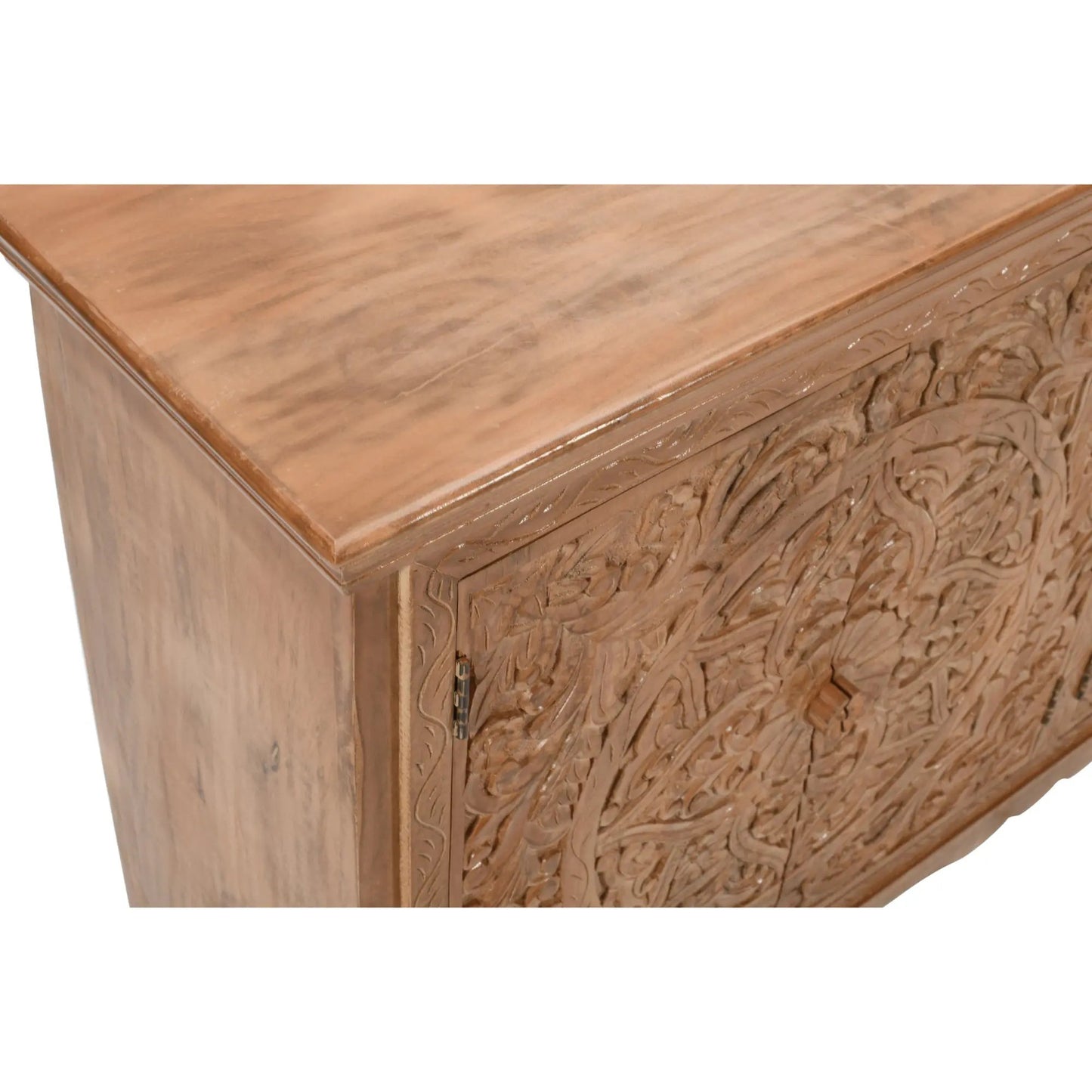 Carved Mango Wood Extra Large Sideboard with 4 Doors Verty Furniture