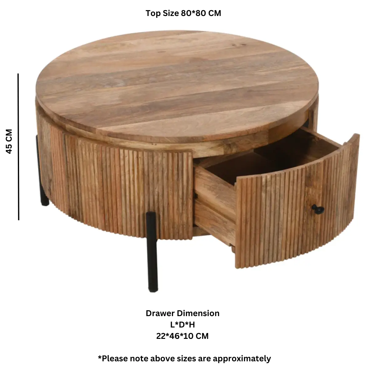 York Natural Solid Wood Coffee Table With Metal Legs Verty Furniture