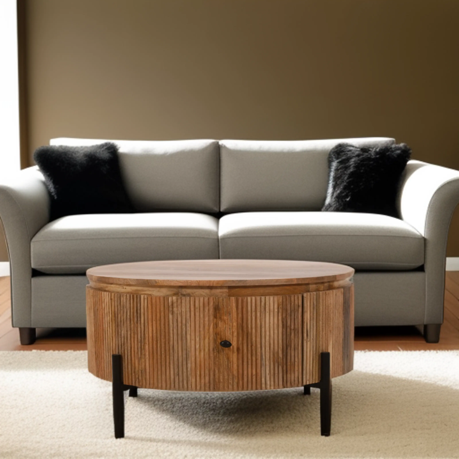 York Natural Solid Wood Coffee Table With Metal Legs Verty Furniture