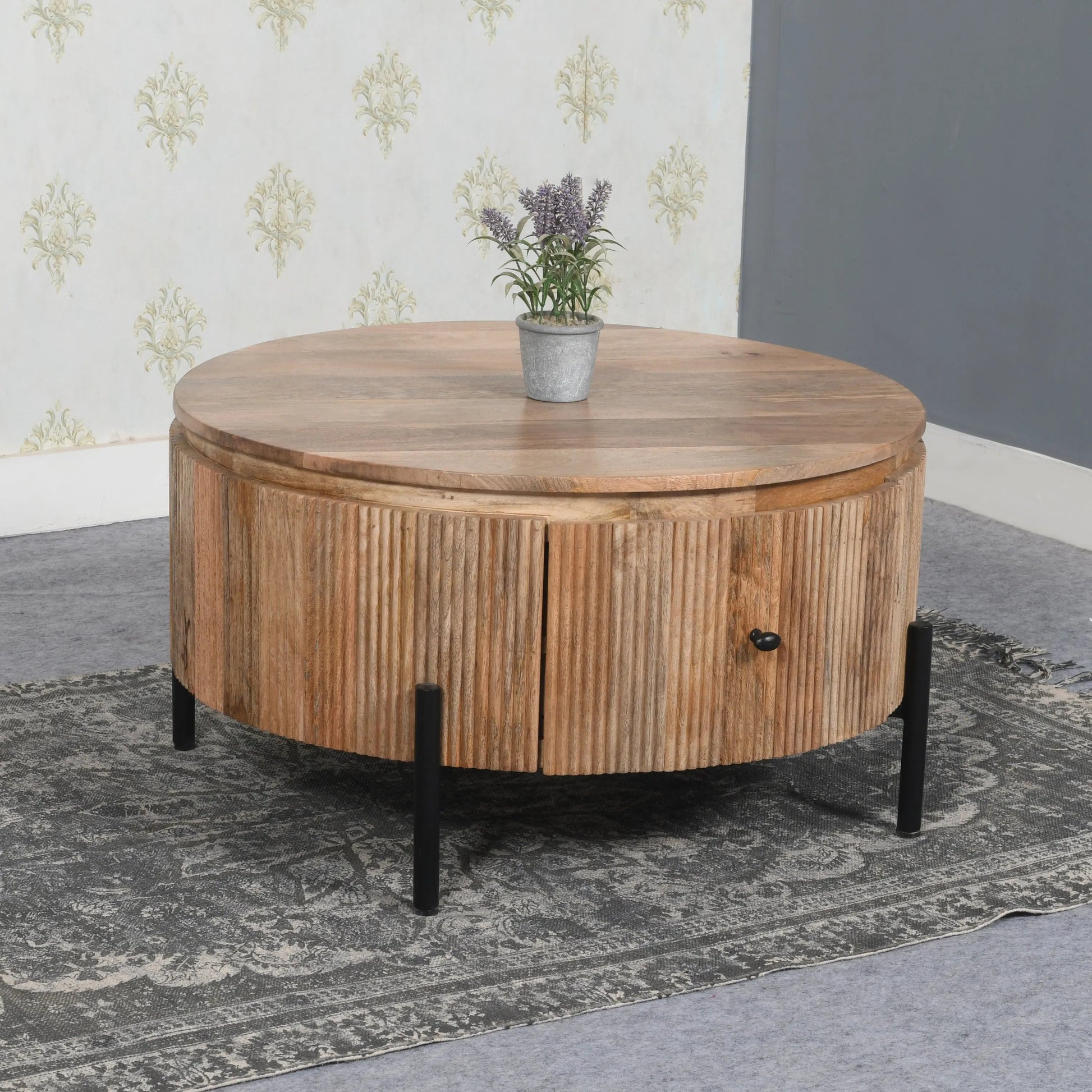 York Natural Solid Wood Coffee Table With Metal Legs Verty Furniture