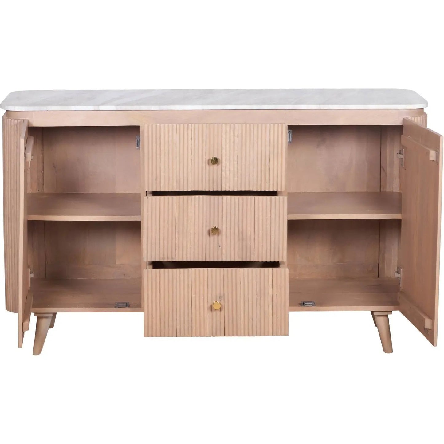 Bundi Natural Marble & Wood Extra Large Sideboard Verty Furniture