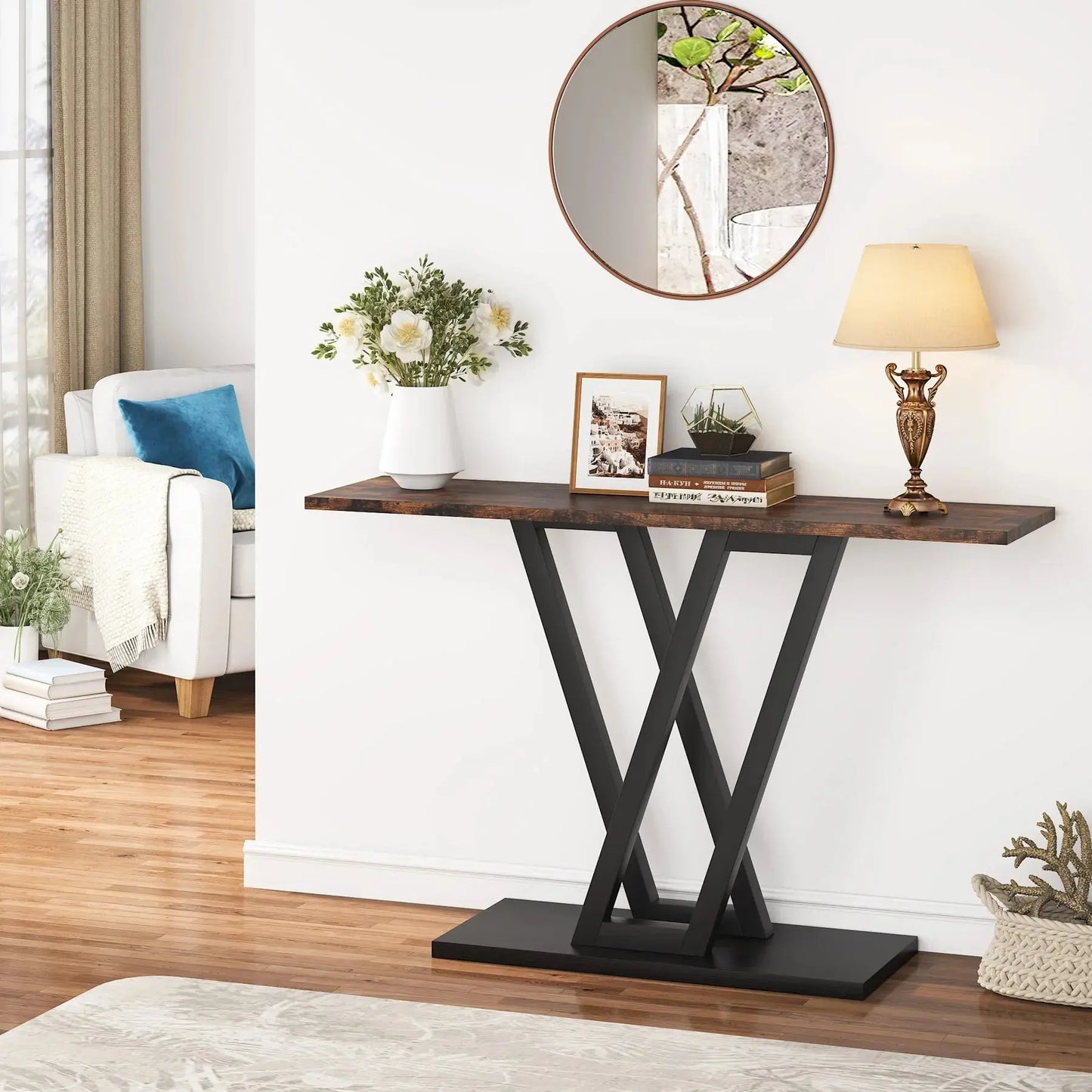 Tribesigns Industrial Console Table - Modern Wood Entryway Furniture for Living Room, 43.3" L Klassyx