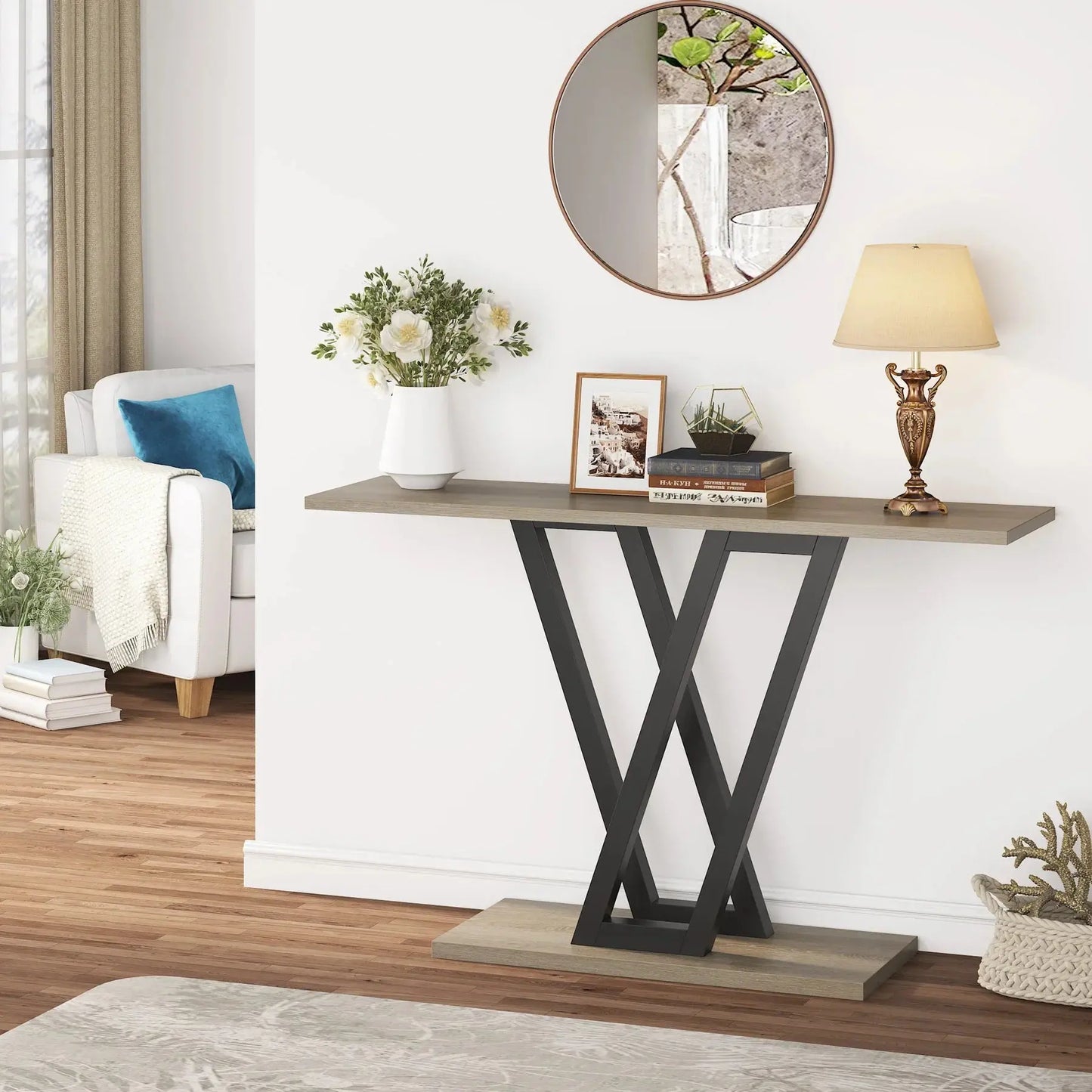 Tribesigns Industrial Console Table - Modern Wood Entryway Furniture for Living Room, 43.3" L Klassyx