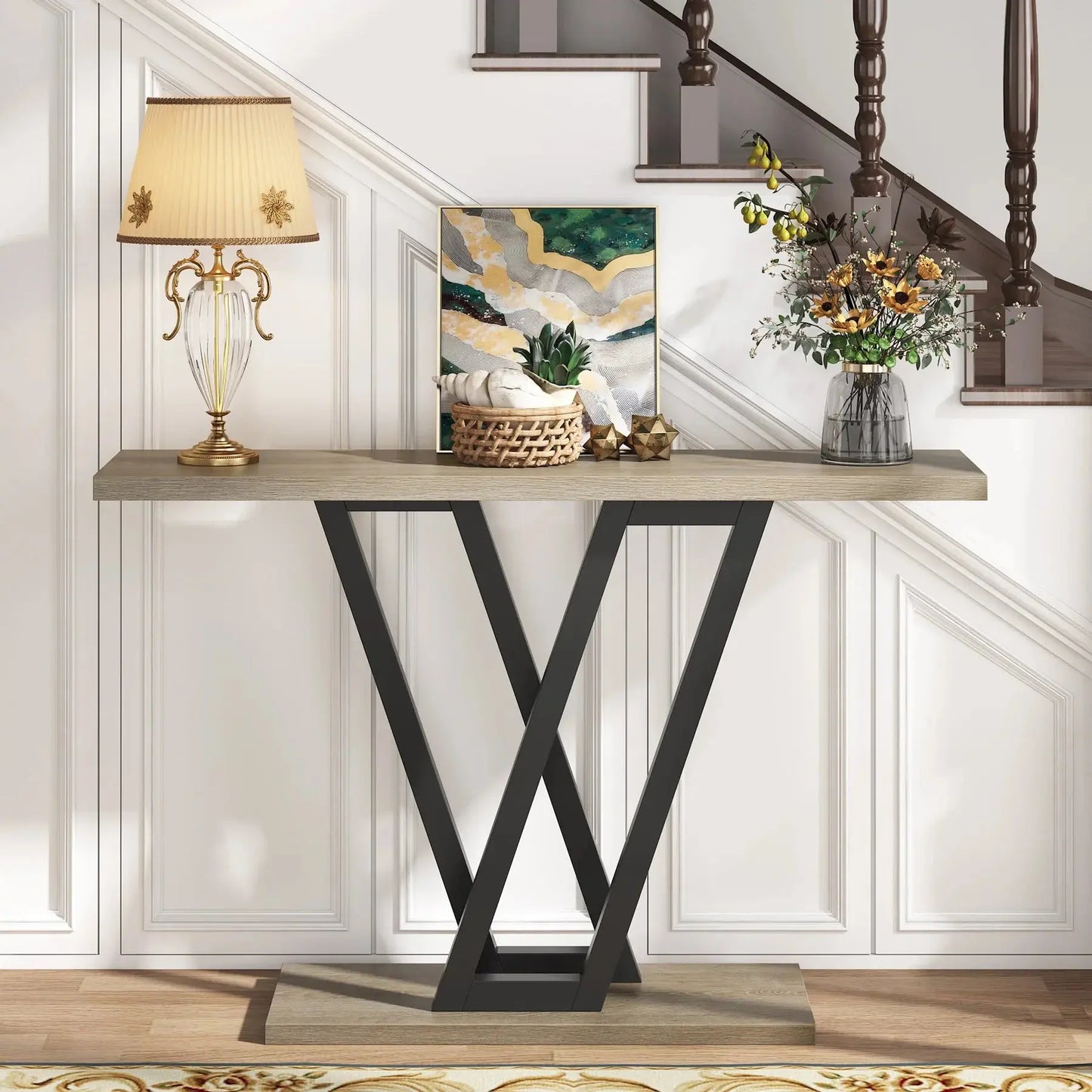Tribesigns Industrial Console Table - Modern Wood Entryway Furniture for Living Room, 43.3" L Klassyx