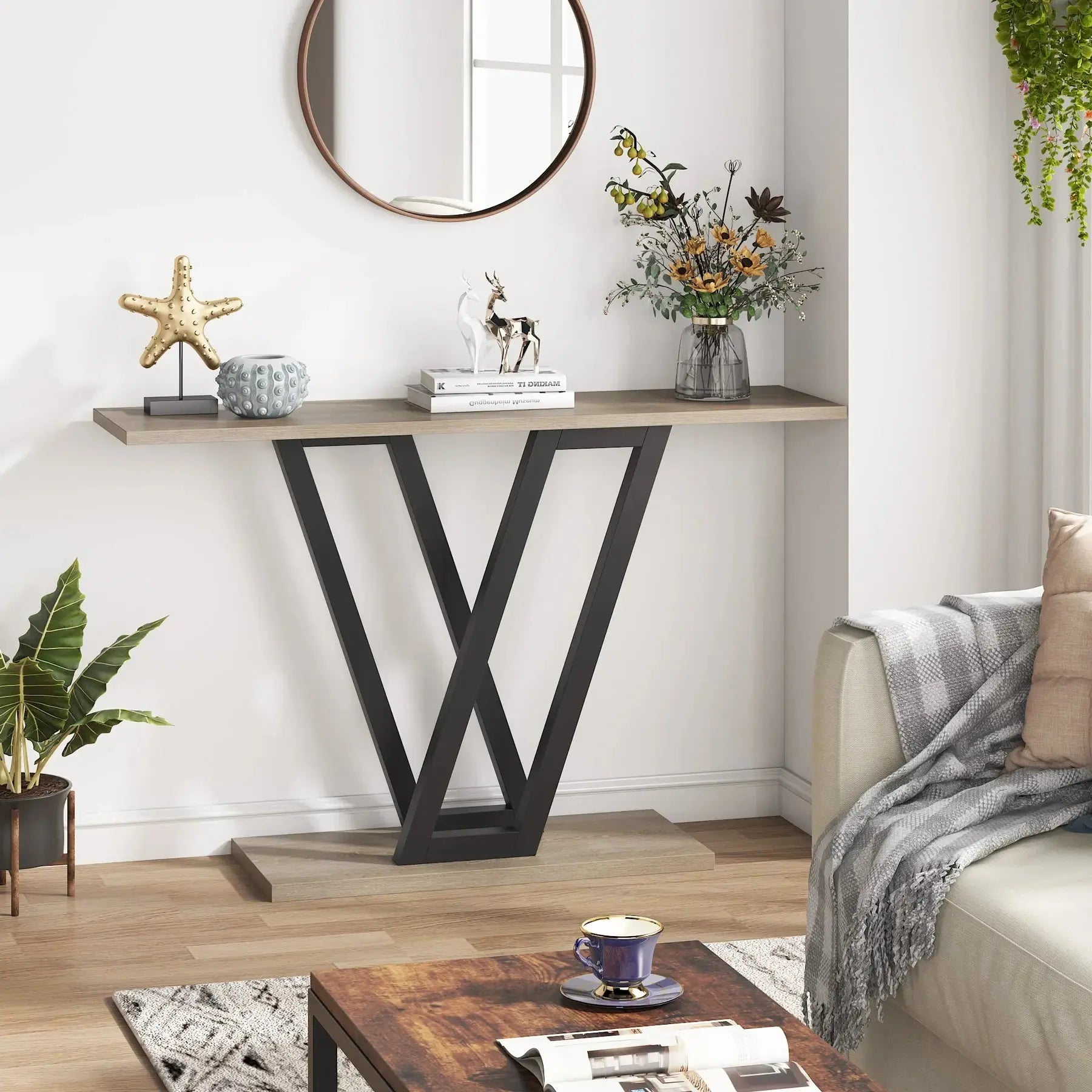 Tribesigns Industrial Console Table - Modern Wood Entryway Furniture for Living Room, 43.3" L Klassyx