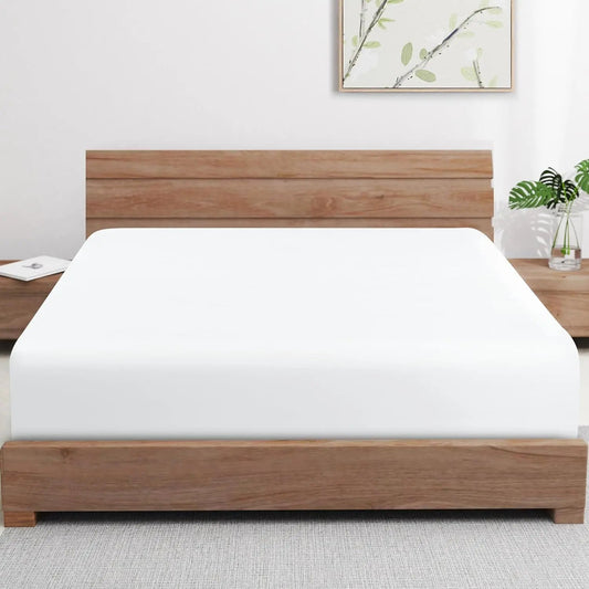 Bamboo Fitted Sheet in White (UK Standard)