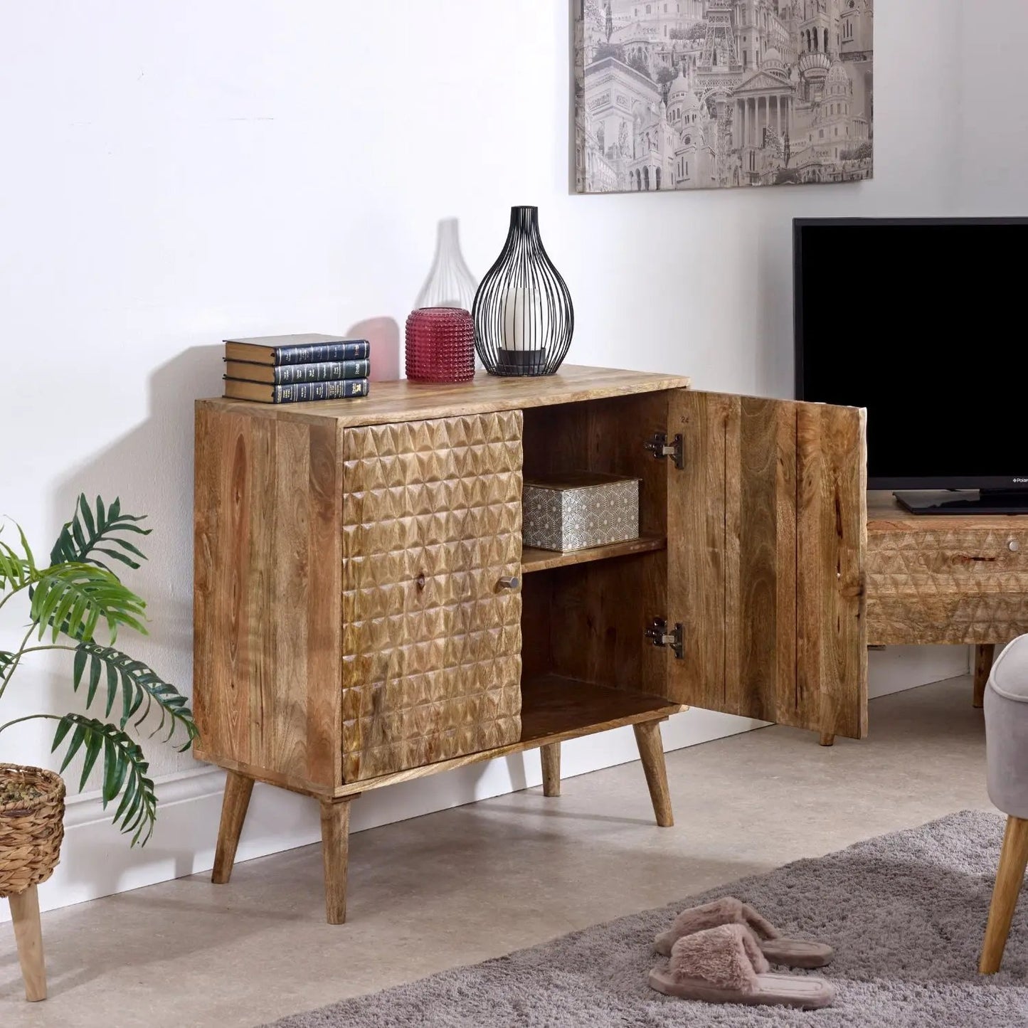 Marlow Light Mango Wood 2 Door Sideboard Verty Furniture