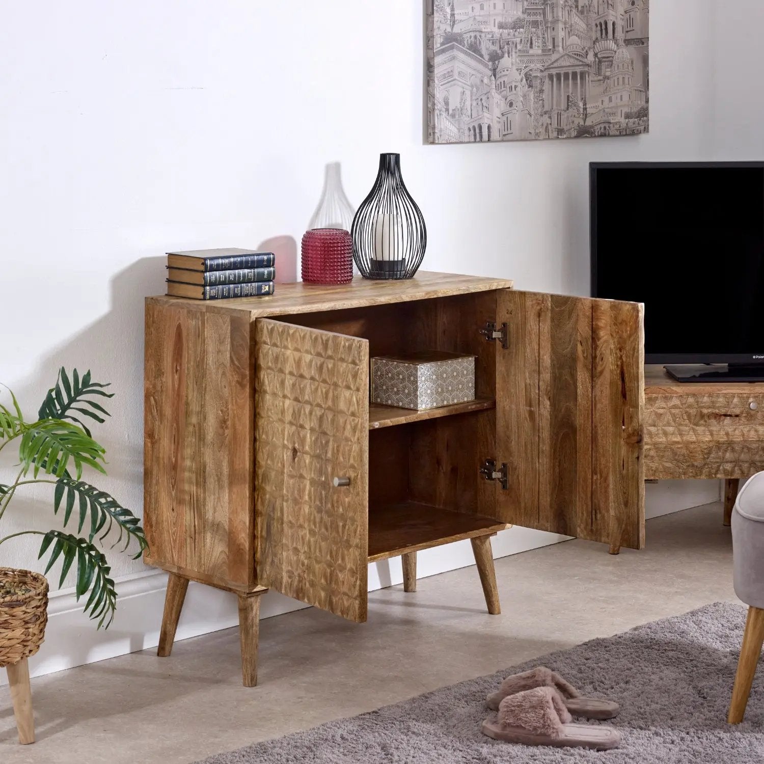 Marlow Light Mango Wood 2 Door Sideboard Verty Furniture