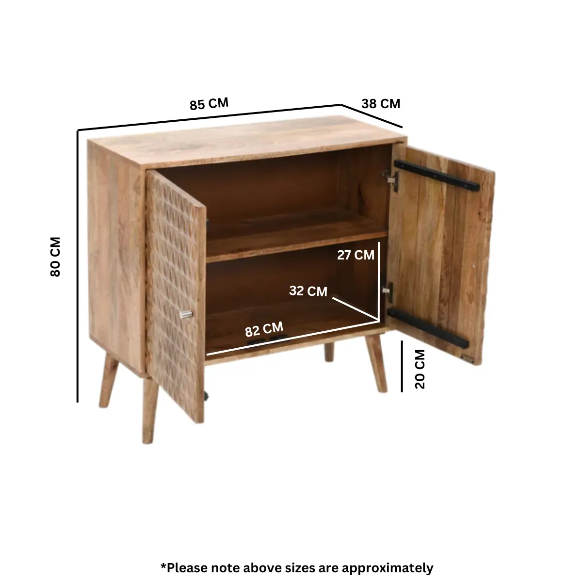 Marlow Light Mango Wood 2 Door Sideboard Verty Furniture