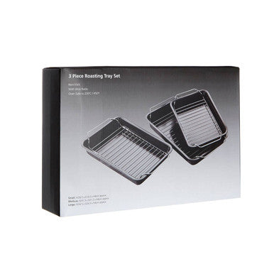 Set Of Three Roasting Trays With Wire Racks