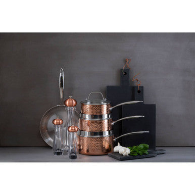 Minerva Small 16 Cm Hammered Saucepan With Lid