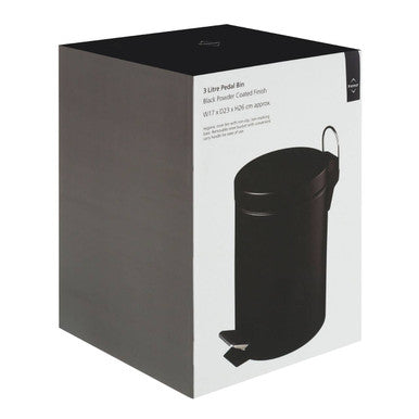 3Ltr Matte Black Pedal Bin
