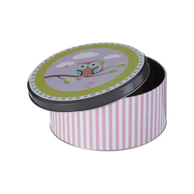 Set Of Three Happy Owls Storage Tins