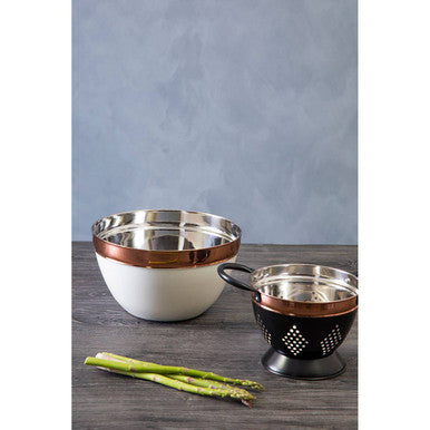 Prescott Large Cream And Copper Mixing Bowl