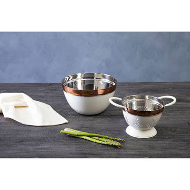 Prescott Large Cream And Copper Mixing Bowl