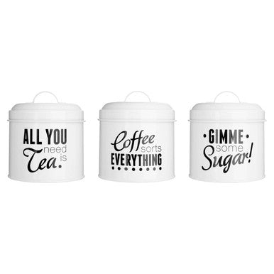 Pun And Games Set Of 3 Round Canisters