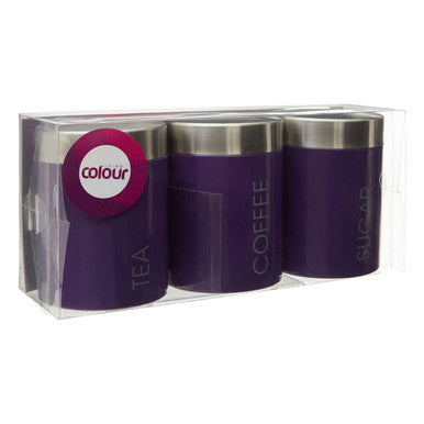 Purple Enamel Tea Coffee And Sugar Set