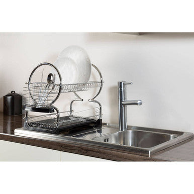 Laurie 2 Tier Dish Drainer With Black Plastic Tray