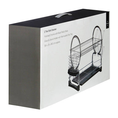 Laurie 2 Tier Dish Drainer With Black Plastic Tray