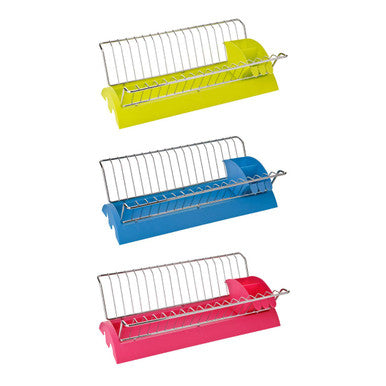 Laurie Blue Plastic And Chrome Wire Dish Drainer