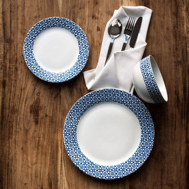 Avie Casablanca 12 Piece Blue Dinner Set