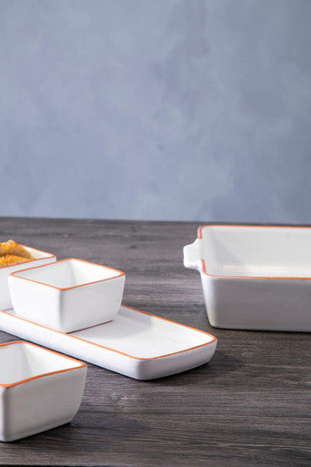 Calisto Terracotta White Glazed Oven To Table Dish