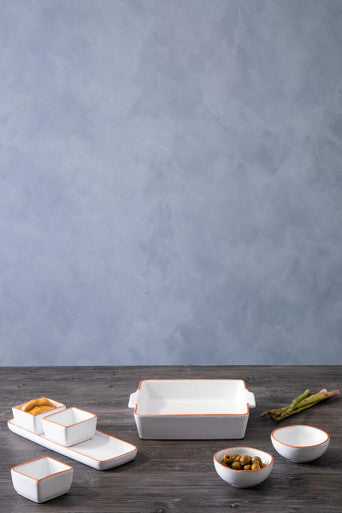 Calisto Terracotta White Glazed Oven To Table Dish