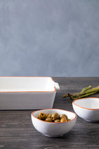 Calisto Terracotta White Glazed Oven To Table Dish