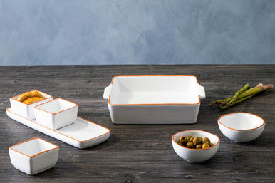 Calisto Terracotta White Glazed Oven To Table Dish