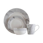 Avie 16Pc White And Grey Marble Effect Dinner Set