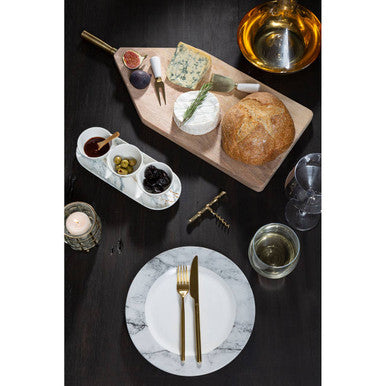 Avie 16Pc White And Grey Marble Effect Dinner Set