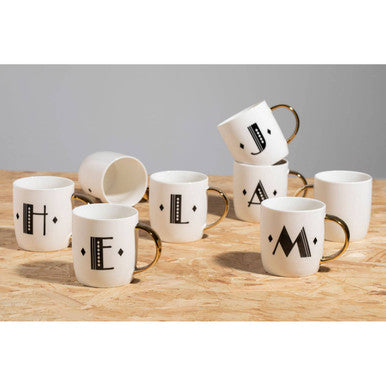 Diamond Deco White Monogram Mug M